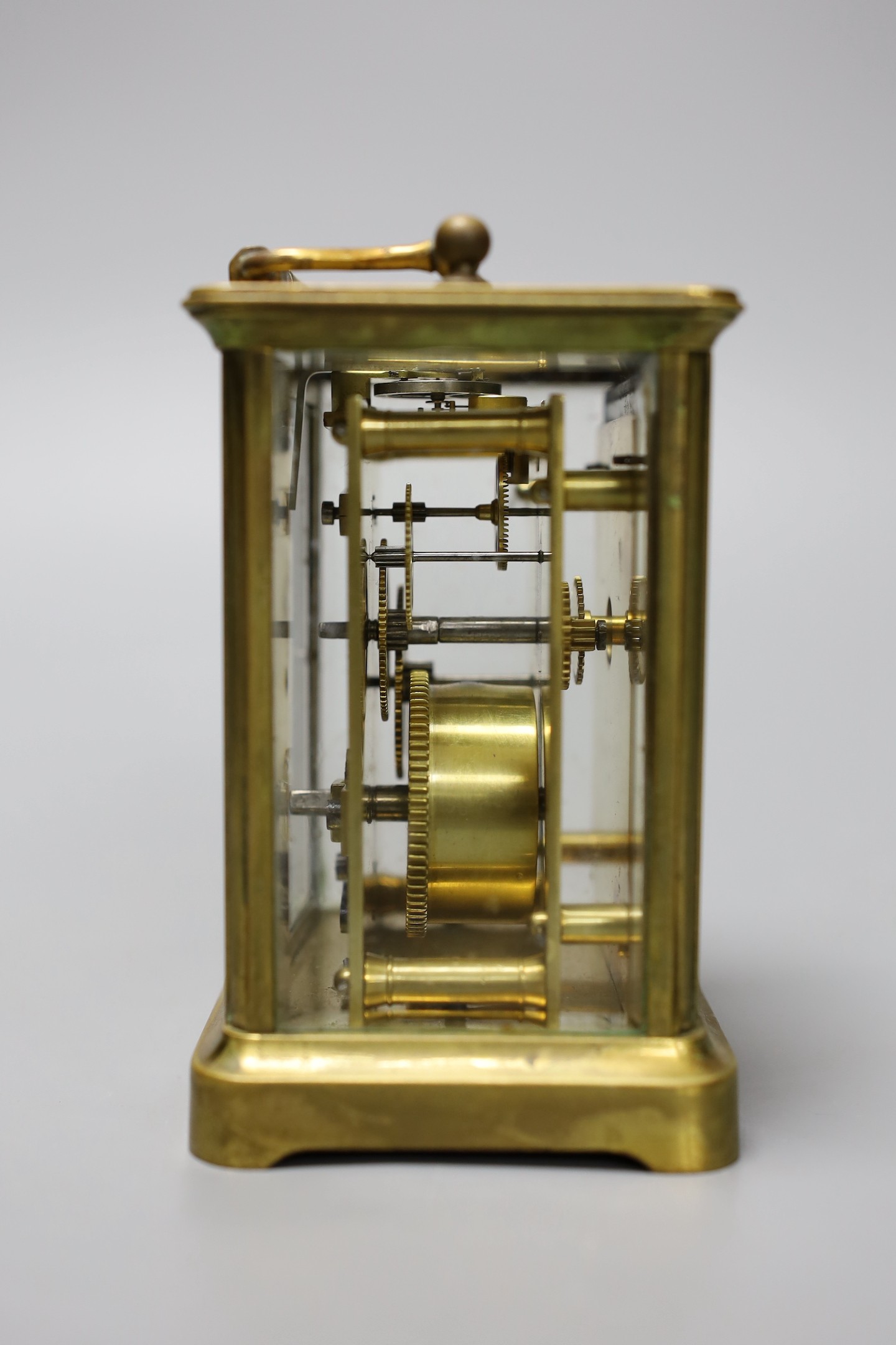 A brass carriage timepiece, 12cm